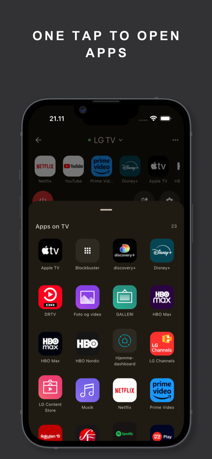 One tap opens any app installed on the TV